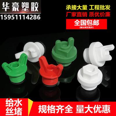 ppr带皮圈丝堵4分水管外牙堵塞头管堵角阀闷头试压20公斤塑料管堵