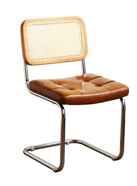 复西古藤编餐椅瓦里椅直家用餐厅简约靠IHO背椅铁艺椅vntage椅子i