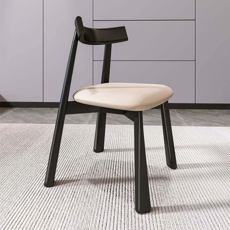 北欧实木餐桌椅客厅家用餐厅靠背椅意式极简轻奢高级感黑色餐椅子