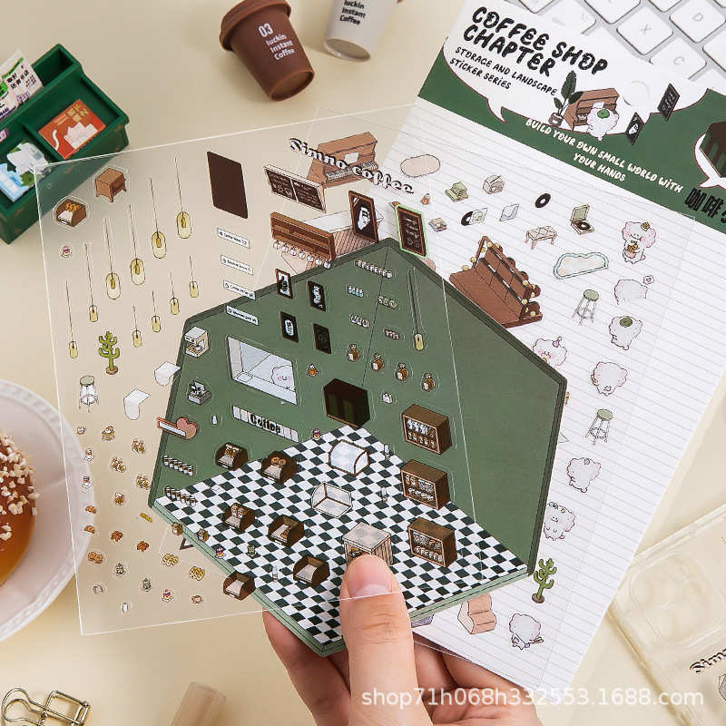 送镊子免剪裁DIY手工韩系微缩场景3D贴纸造景收纳收纳立体小屋贴