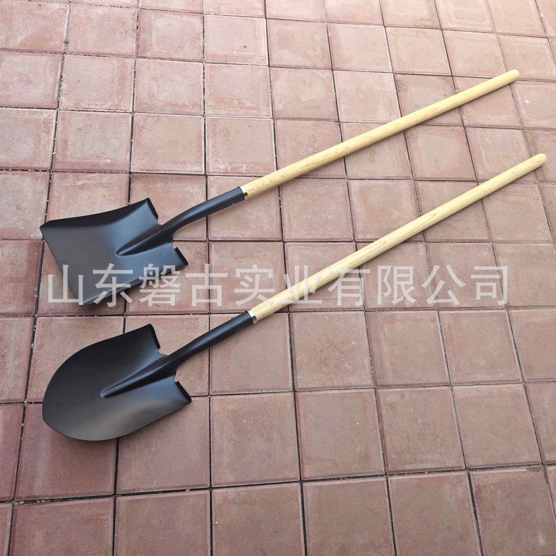 磐古圆头锹方头铁铲锰钢铁锨木柄工地农业铲子板锹大号铁铲矿区用