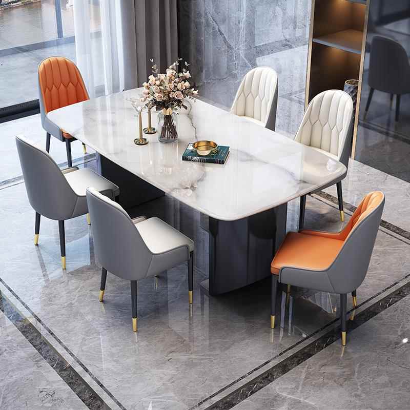 意式轻奢超晶石餐桌椅组合小户型家用客厅现代简约岩板长方形餐桌