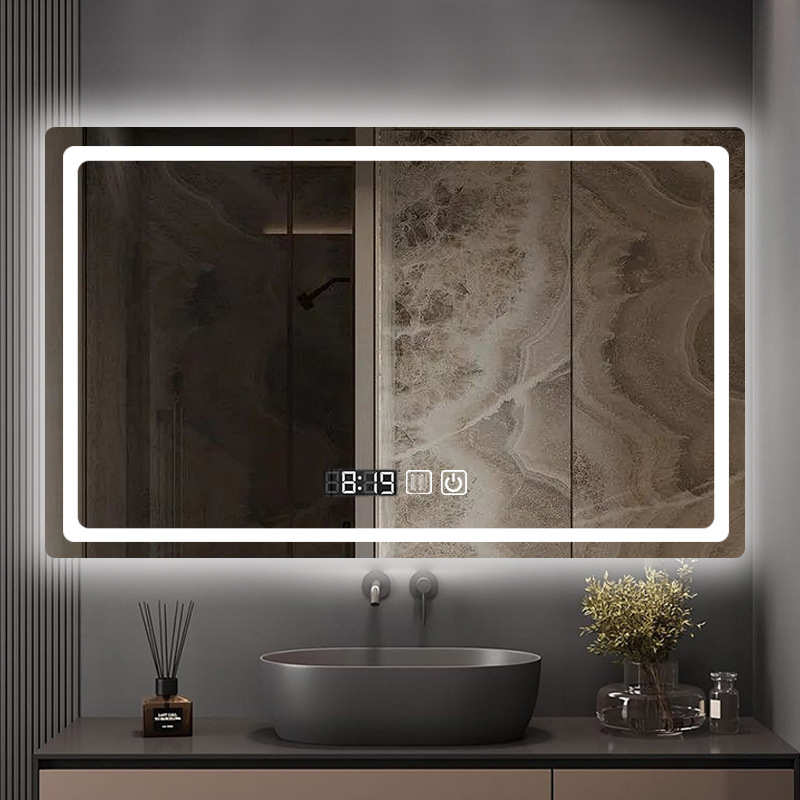 前后发光工厂涵台洗漱接电源镜子智能浴室矩形led化妆镜灯影