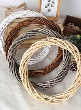 圣诞节藤柳编花环圈婚庆节日橱窗门挂装饰幼儿园插花DIY手工摆件