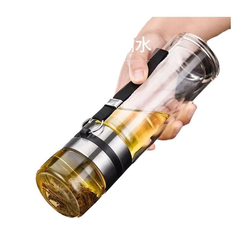 玻璃水茶水分离加厚水杯玻璃杯