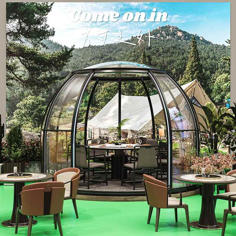 广州源头厂家星空房阳光房pc移动室外下午茶玻璃房球形透明泡泡屋