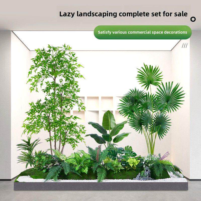 模拟绿色植物造景室内景观假植物组合窗饰庭院布局楼梯下彷生假树