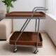 J^轻奢马鞍皮沙发边几小推车角几置物架移动带轮床头柜客厅家用茶