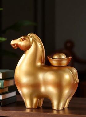 黄铜马上有钱摆件元宝可转新年春节礼品解压手把件办公室桌面装饰