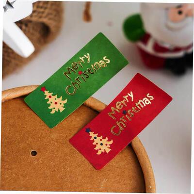 5pc kraft Christmas tree red green hot gold sealing stickers