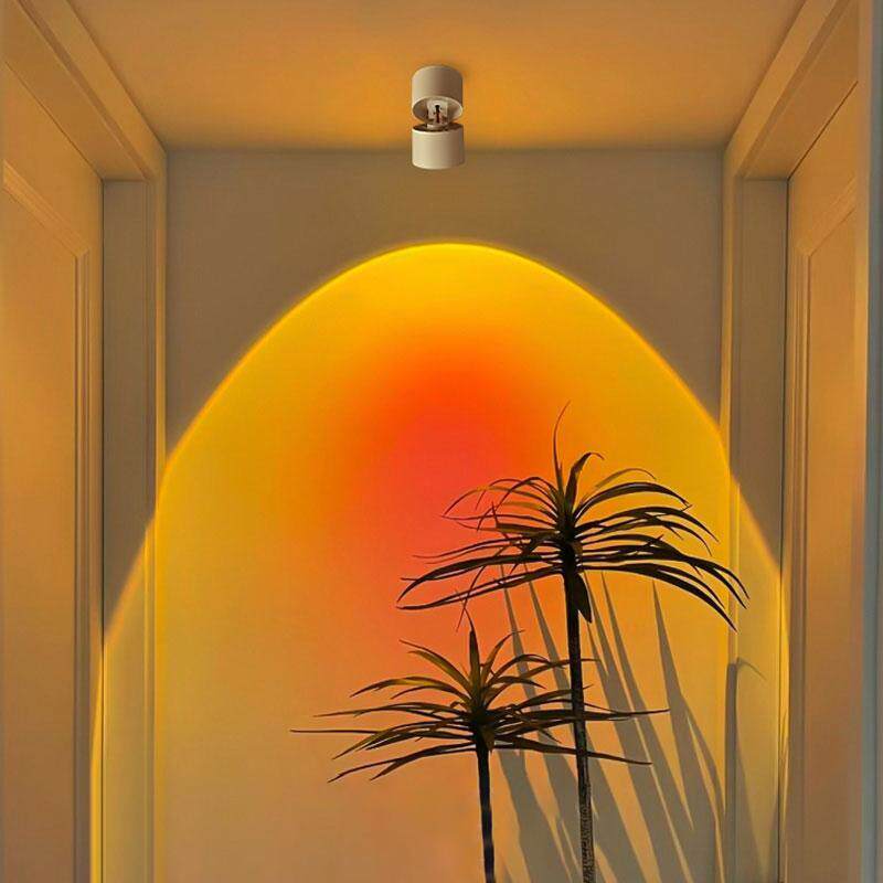 明装日不落射灯家用背景墙嵌入式可调角度玄关过道照画夕阳氛围灯