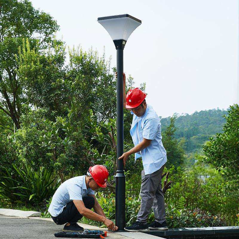 太阳能欧式双头led庭院灯户外防水复古花园景观灯小区仿古路灯