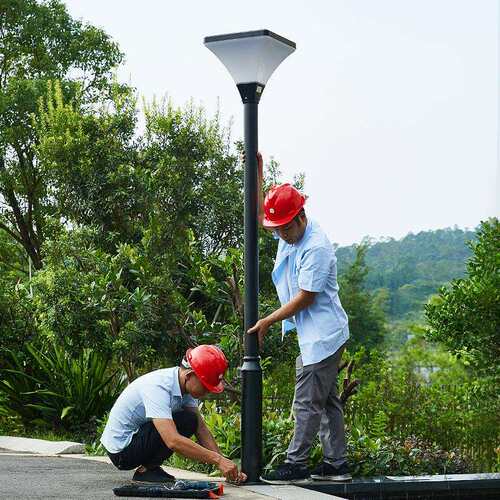 太阳能欧式双头led庭院灯户外防水复古花园景观灯小区仿古路灯