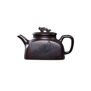 原矿老紫泥祥龙半月壶茶具厂家批发支持 宜兴手工紫砂壶