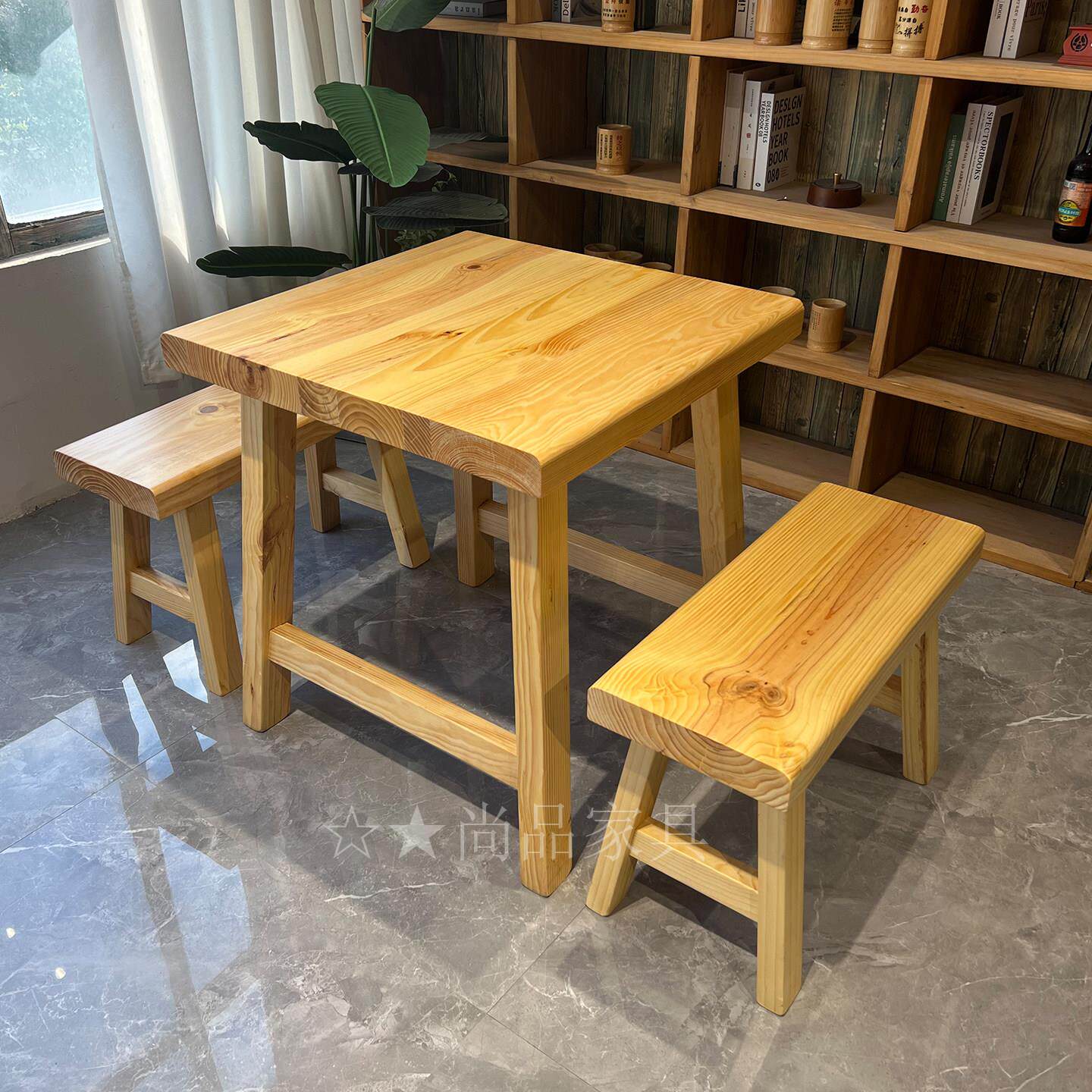 定制连锁店木屋烧烤桌凳商用火锅串串香饭店餐馆实木烧烤桌椅组合