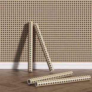 藤编贴纸柜子翻新家具自粘衣柜改造墙纸竹编纹壁纸防水防潮贴装 饰