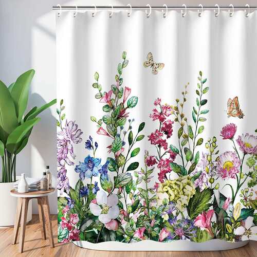 Curtain shower防水防霉浴帘卫生间免打孔隔断帘挂帘子浴帘套装