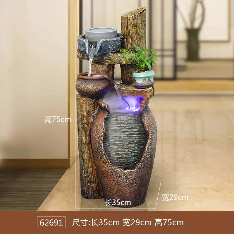 中式田园流水喷泉客厅茶室内加湿器阳台庭院景观鱼池落地装饰摆件