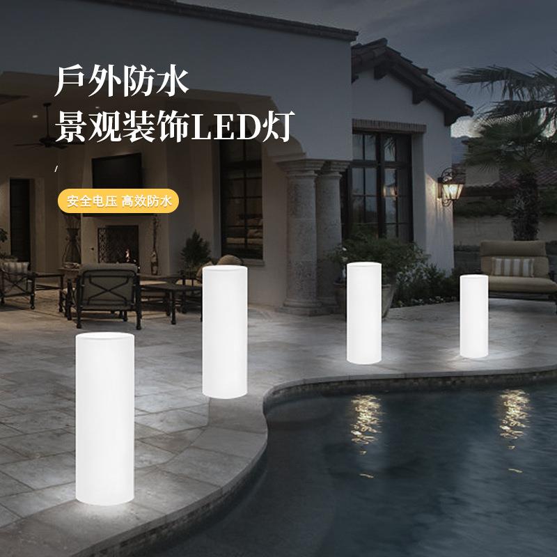 创意现光圆柱灯庭院景观灯柱太阳能户外庭院灯室外落地灯家用