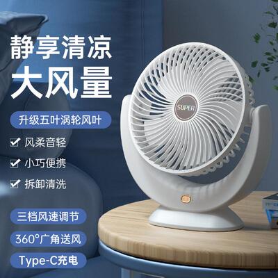 新款usb台式风扇家用电风扇摇头空气循环小风扇小声卧室床头台扇