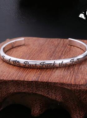 正品伊瓦岚 UNDE镯RCOVER高桥盾字母手女纯银开口复古手环性个镯