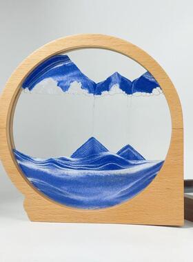 珍惜时光流沙画 画摆件解压办公室桌面文创商务礼品客厅家居实木