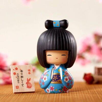 Resin Kokeshi Doll Beautiful Color Sculpture for Home