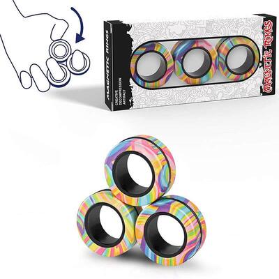 3pcs Finger Magnetic Rings Colorful Fidget Toy Set Adult Mag