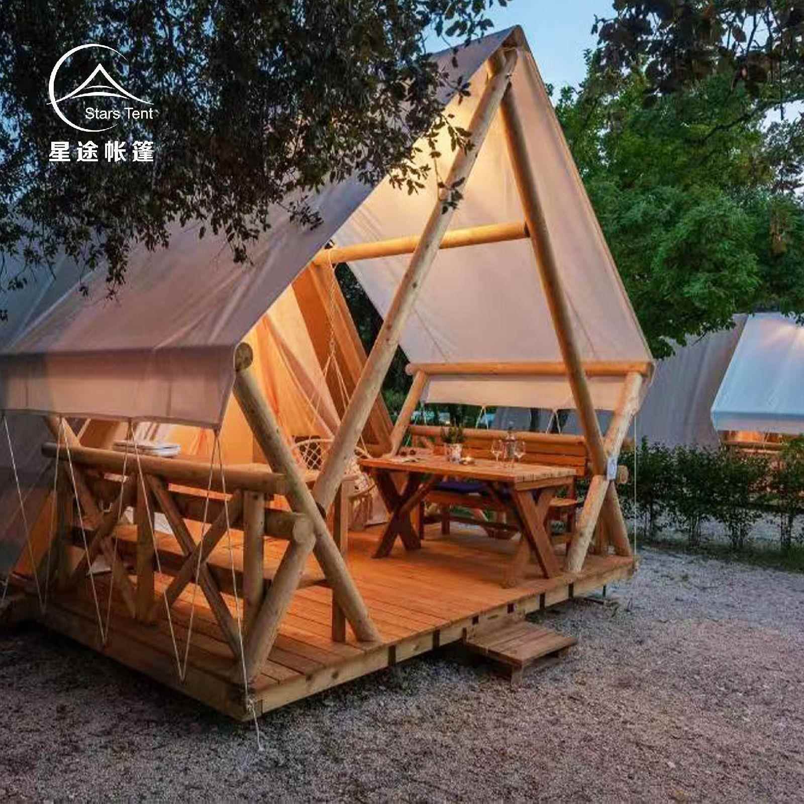 户外奢营地帐篷 景区假度村帐农家乐 带野卧室卫DCK浴 露营民宿篷