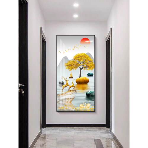入户玄关装饰画走廊过道竖版现代简约轻奢挂画正对门客厅玄幻壁画