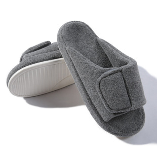 开口盆底冷粘女士拖鞋 魔术贴居家春秋室内 大码