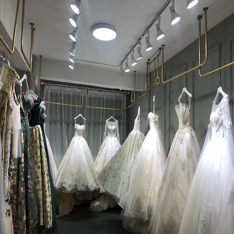 服装店婚纱吊架礼服铁艺男女装店上墙展示架衣柜悬吊式天花板悬挂