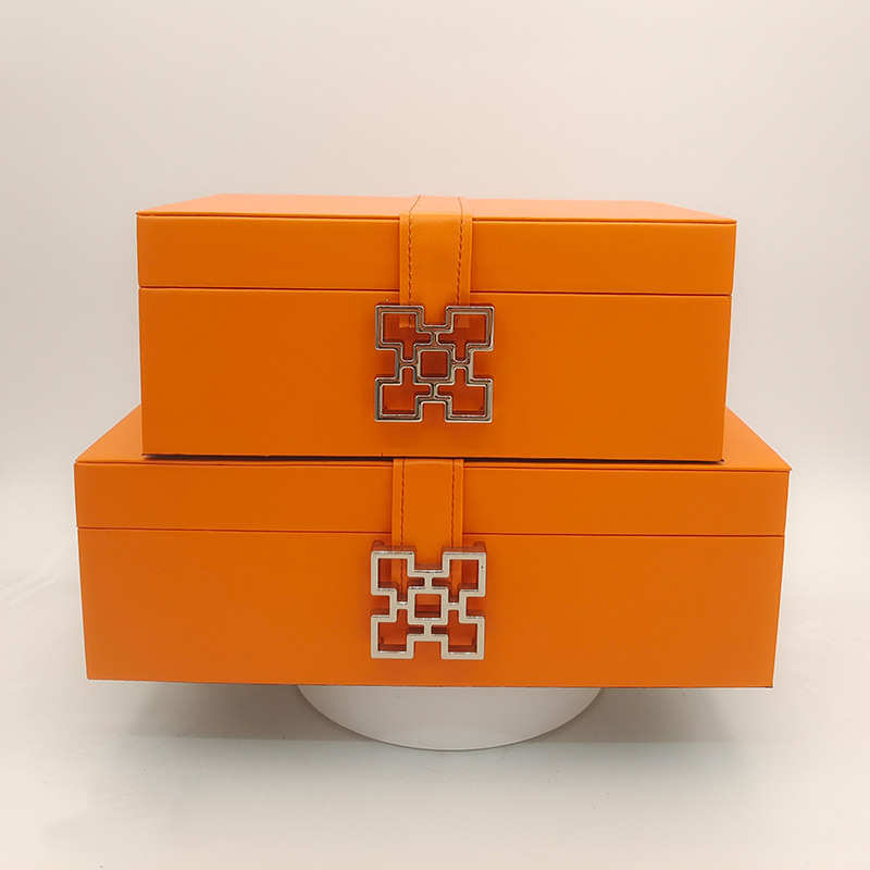 新中式样板房间首饰收纳盒木质工艺品软装摆件纯色带扣储物盒批发