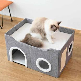 通用猫窝双层多洞剑麻磨爪宠物用品猫窝全封闭式 宠物窝四季 可折叠