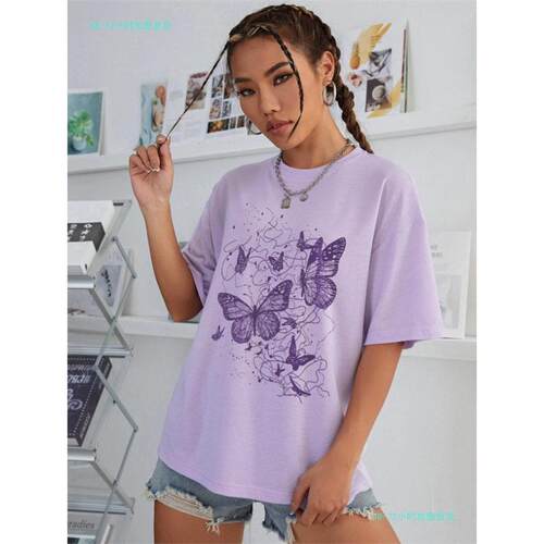 Women's Butterfly Print Round Neck Tee