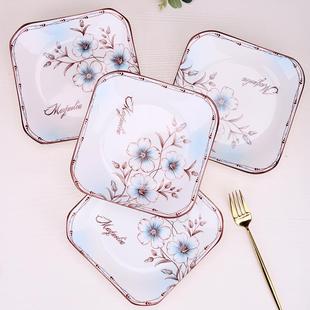 芳华盘子中式 国风特色菜盘家用新款 餐具陶瓷装 菜炒菜碟子方盘套装