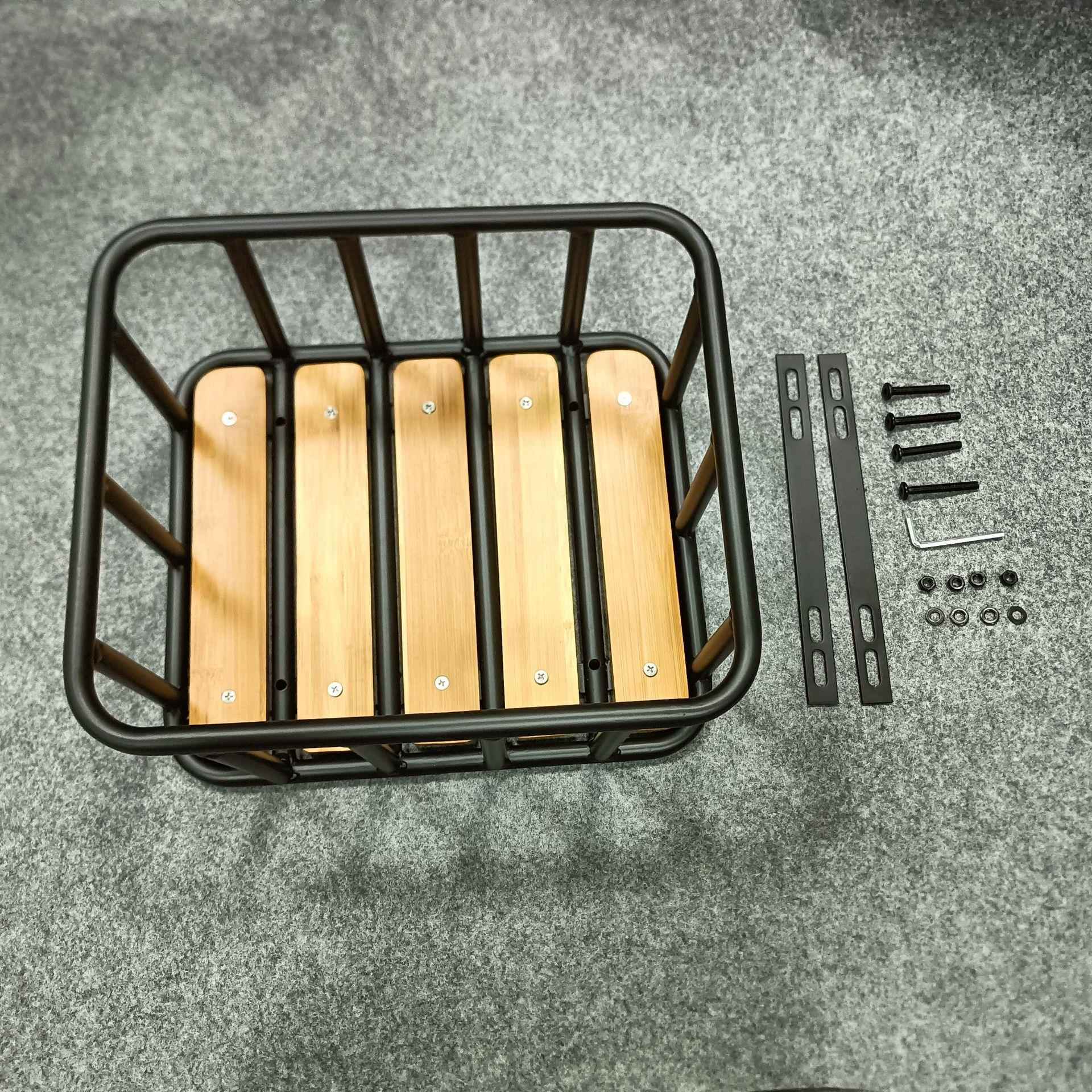 铁车自行车筐车篮带竹木板艺固前车筐前货架螺丝定前8电动车车篮