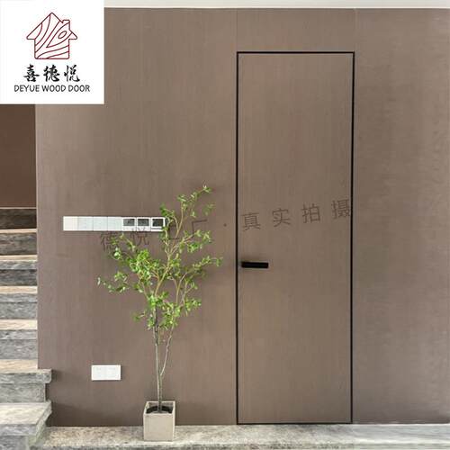 实木极简隐框门烤漆饰面隐形门同色墙漆涂料极窄边框卧室门工厂
