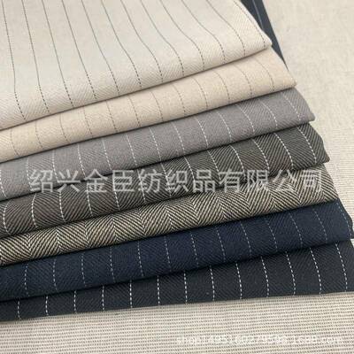 人字斜纹面料 亚麻棉条纹布 色织棉麻 色织人字斜纹 男女装面料