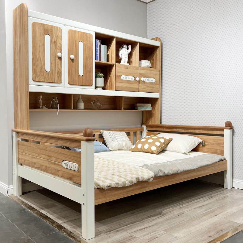 全实木床柜集成床衣柜床书柜床红檀木儿童家具男孩和女孩小公寓节