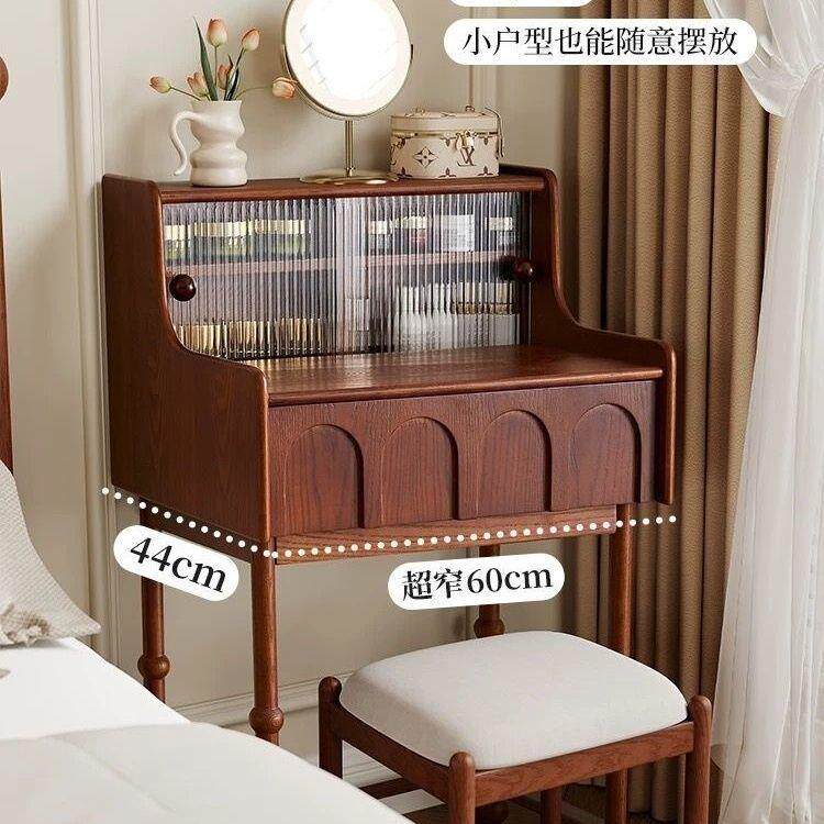 中古复古风梳妆台小户型实木卧室床头化妆设计师化妆台