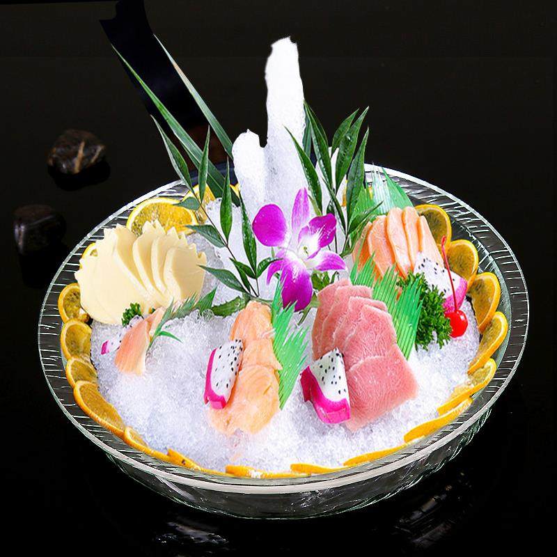 圆形亚克力寿司刺身三文鱼盘食物酒店酒楼自助日韩料理餐具,餐饮具,盘,淘宝优惠券,粉丝福利购,淘宝优惠卷