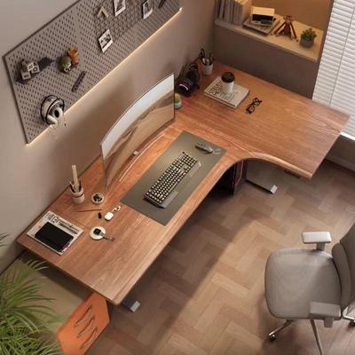 北美胡桃木L型异转角桌板樱桃木吧升台面板白蜡书桌形降实CAI木桌