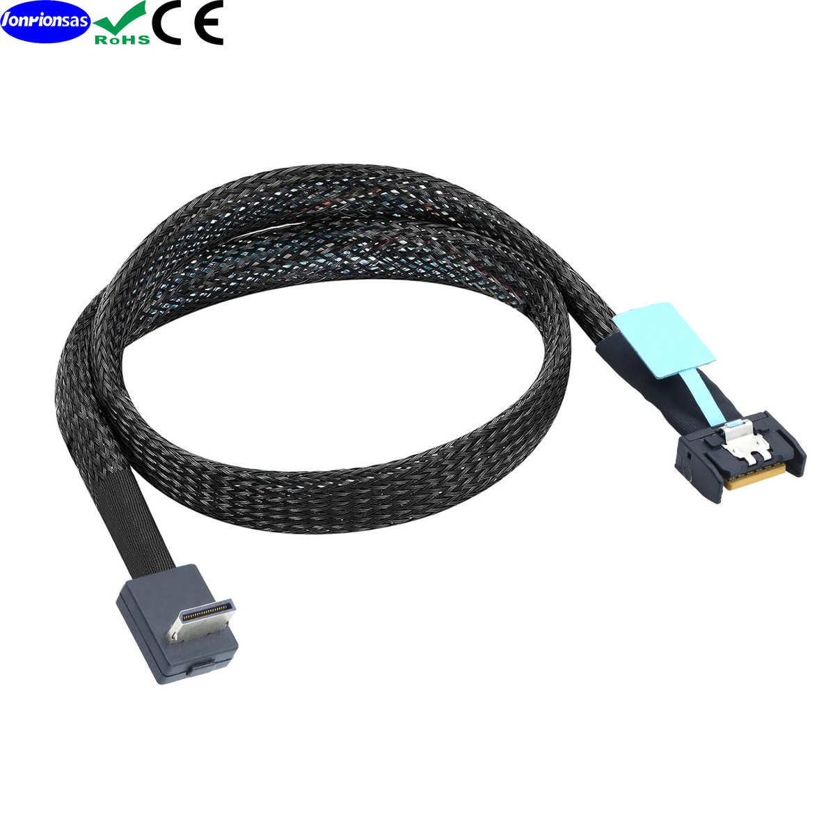 Gen5 PCIE MCIO 4I 38P转Oculink 8611 4I 90度服务器数据连接线