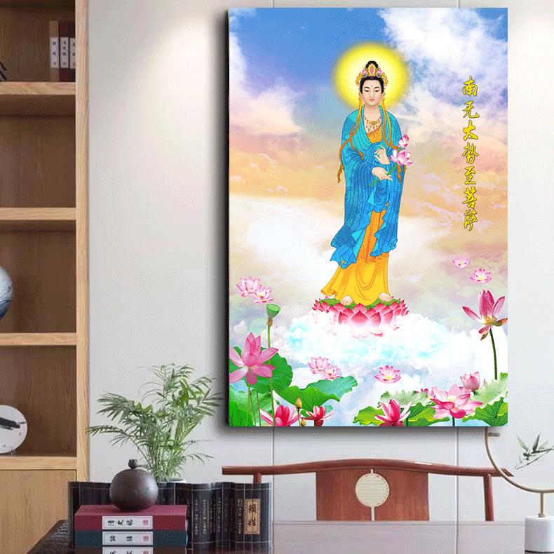 南无大势至菩萨西方挂画结缘用供奉神台佛像画寺庙壁纸画自粘海报