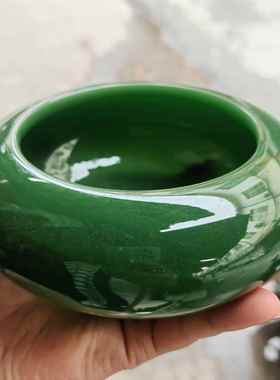 高档玉器艺品玉石阿富青玉烟灰缸鱼缸摆工汗件玉家居办公桌摆件包