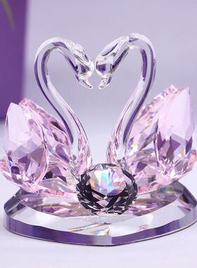 创意水晶天鹅新居结婚送礼品礼物新婚客厅电视酒柜摆件家居装饰品