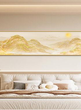 高级布置挂画床头日照装饰画聚财简约金山茶室卧室现代氛围客厅感