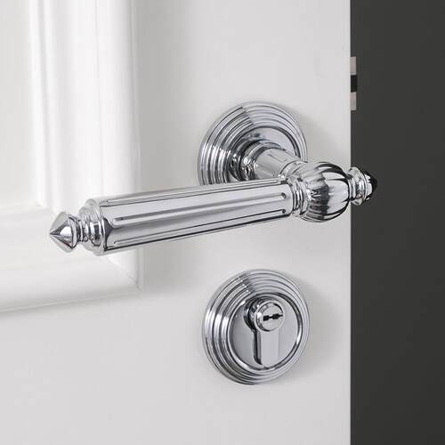 INDOORS银色法式锁具卧室门锁通用静音家用铜锁芯化妆室房门把手