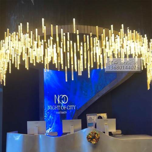 酒吧吧台设计灯水晶柱工程灯餐厅咖啡厅火锅店艺术圆弧形酒柜吊灯